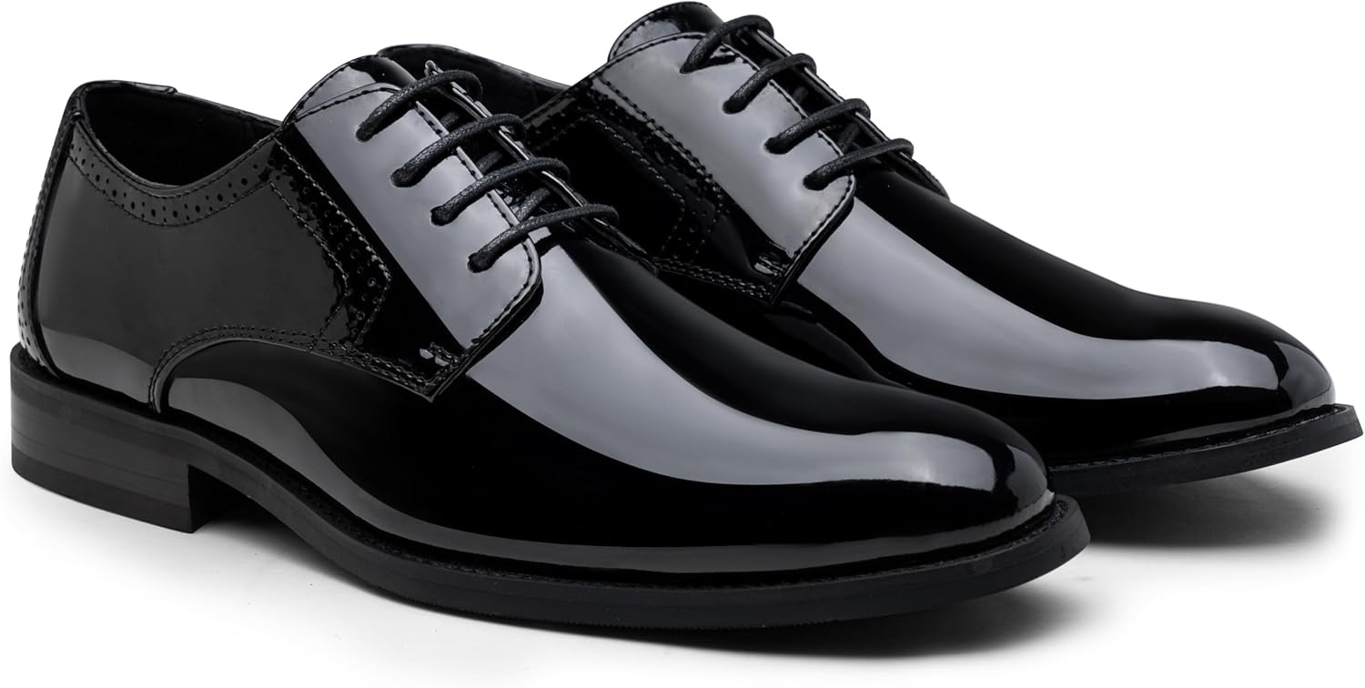 image:imageVostey Mens Dress Shoes Classic Wingtip Brogue Men Oxfords637patentblack