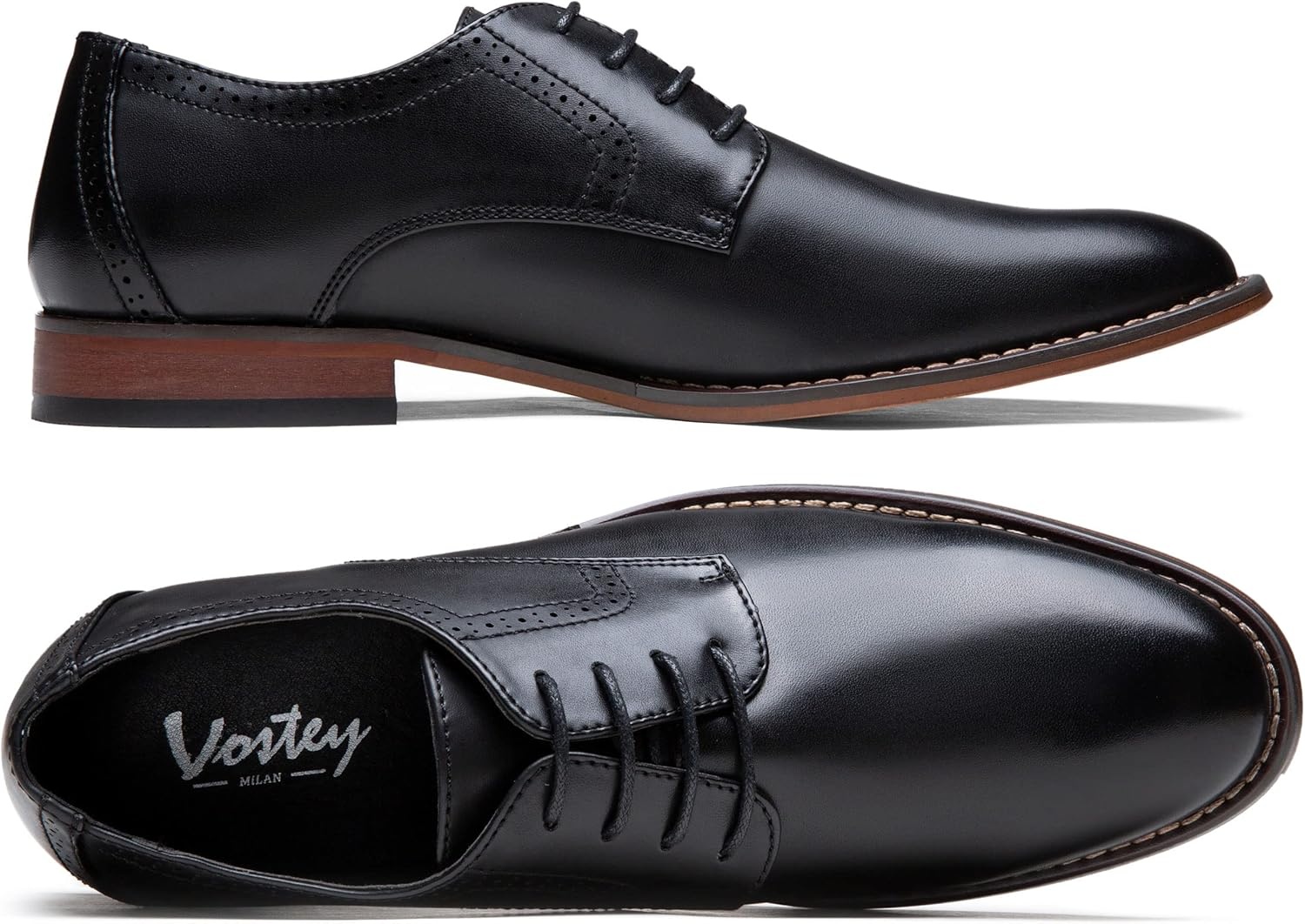 image:imageVostey Mens Dress Shoes Classic Wingtip Brogue Men OxfordsBlackplain Toe637