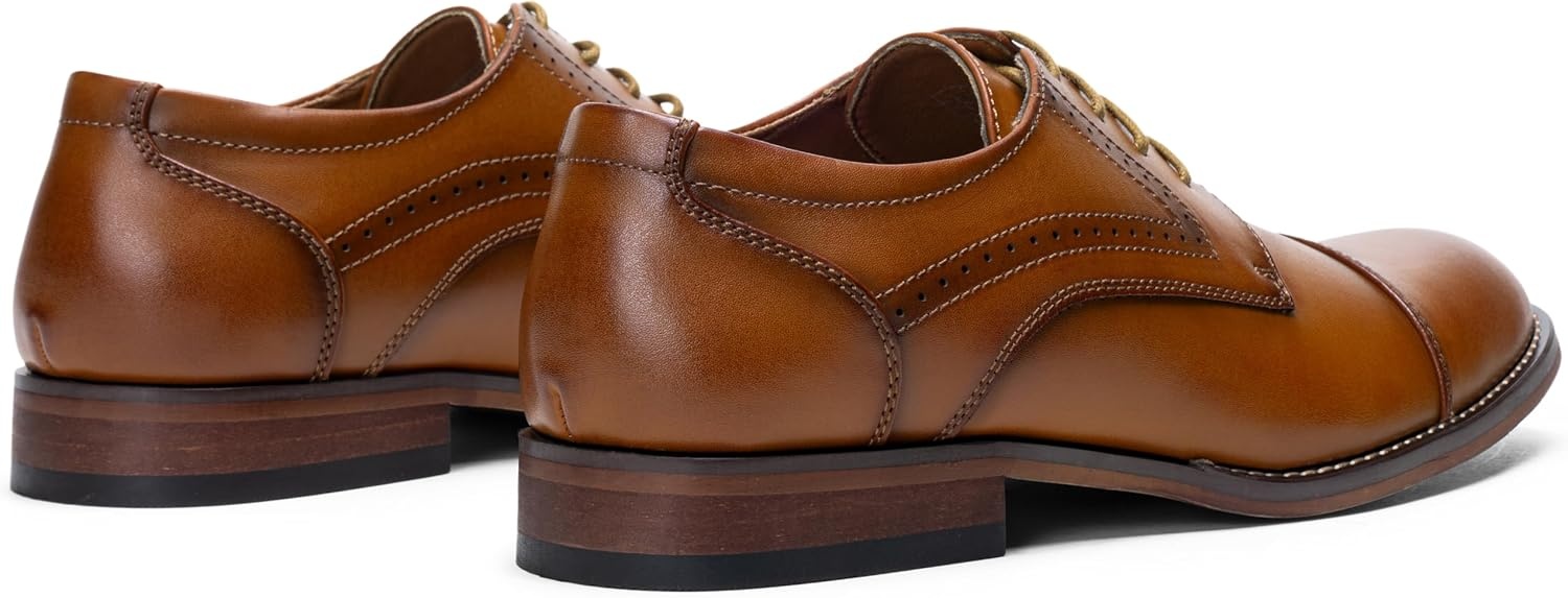 image:imageVostey Mens Dress Shoes Classic Wingtip Brogue Men OxfordsPolished Browncap Toe636