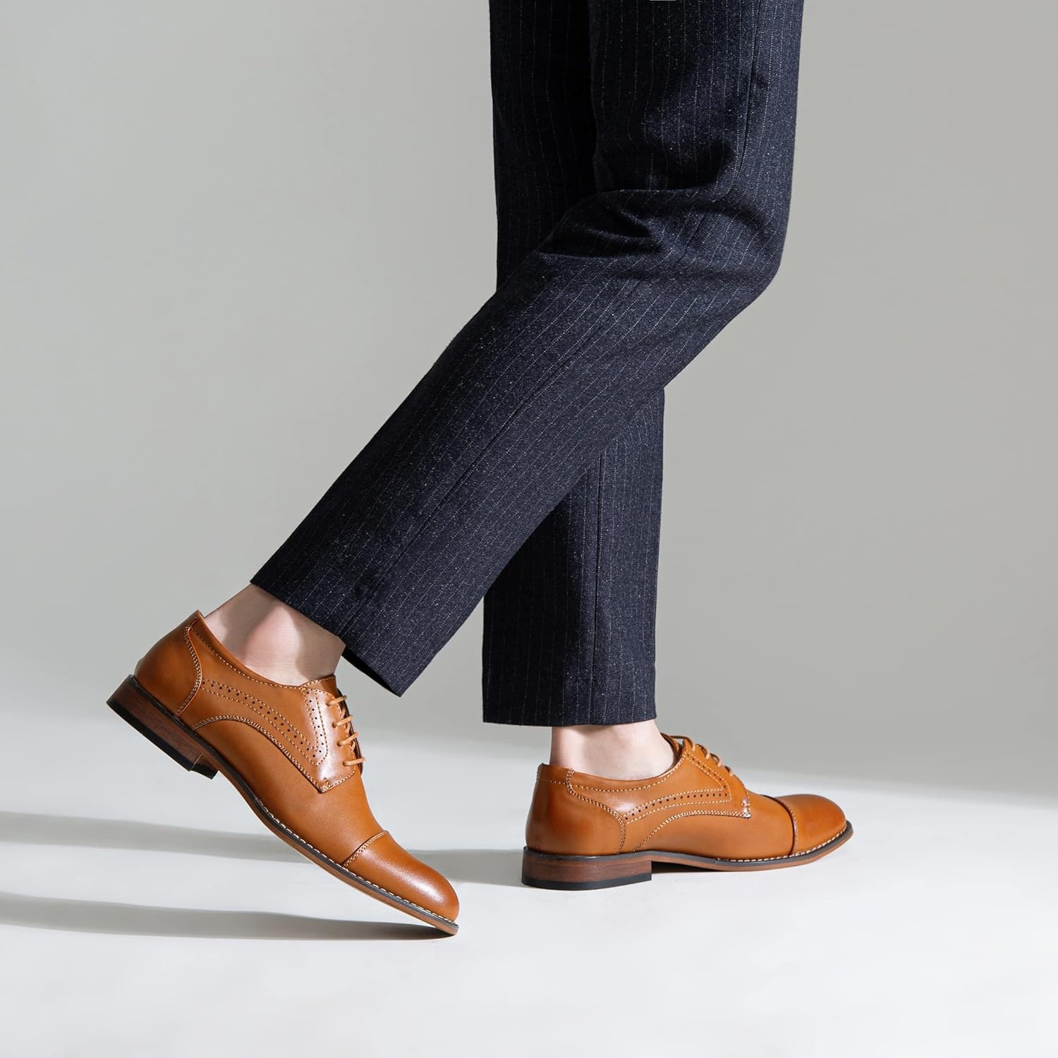 image:imageVostey Mens Dress Shoes Classic Wingtip Brogue Men OxfordsYellow Browncap Toe636