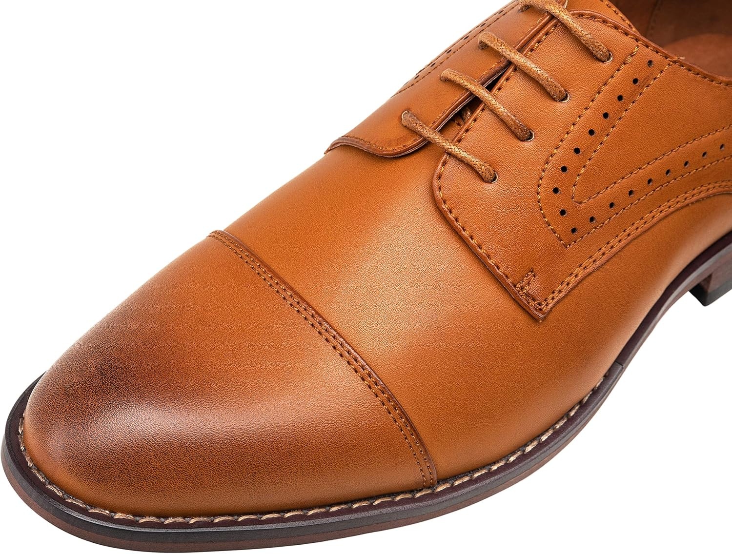 image:imageVostey Mens Dress Shoes Classic Wingtip Brogue Men OxfordsYellow Browncap Toe636