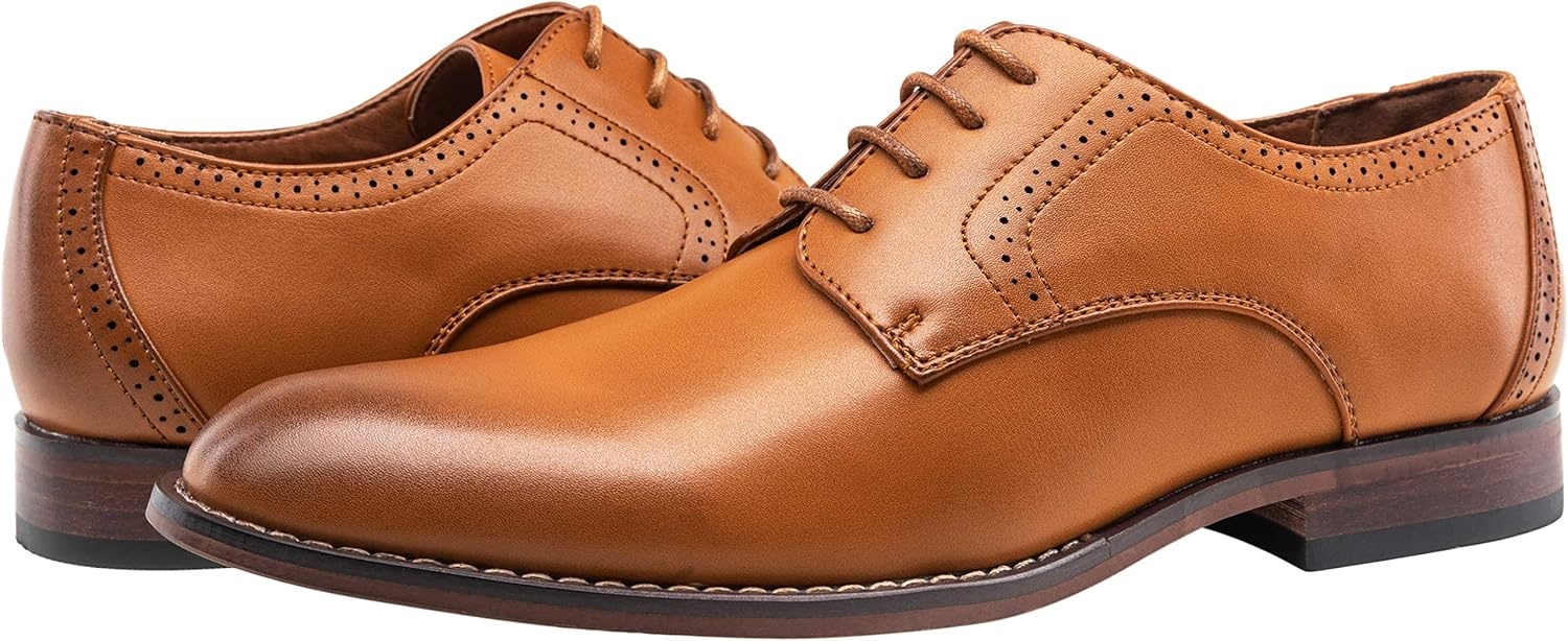 image:imageVostey Mens Dress Shoes Classic Wingtip Brogue Men OxfordsYellow Brownplain Toe637
