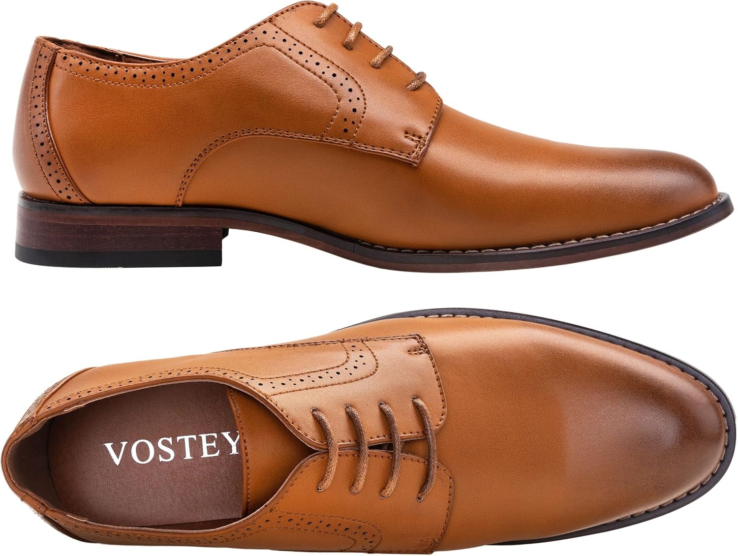 image:imageVostey Mens Dress Shoes Classic Wingtip Brogue Men OxfordsYellow Brownplain Toe637