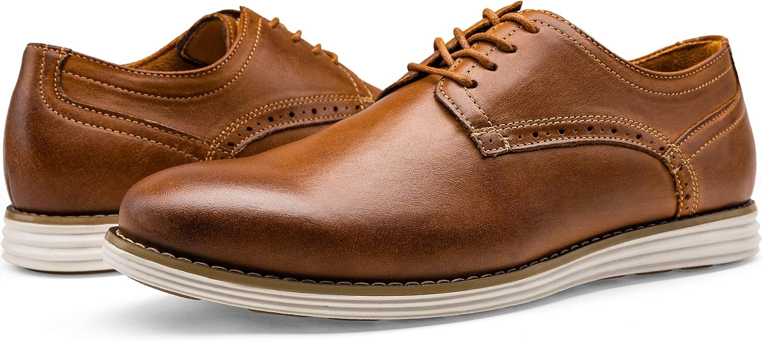image:imageVostey Mens Dress Shoes Leather Casual Dress Shoes for Men Leather Business Oxford Shoes for MenCasual Leather630yellow Brown