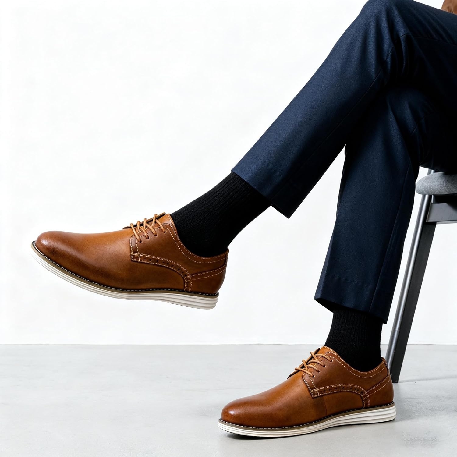 image:imageVostey Mens Dress Shoes Leather Casual Dress Shoes for Men Leather Business Oxford Shoes for MenCasual Leather630yellow Brown
