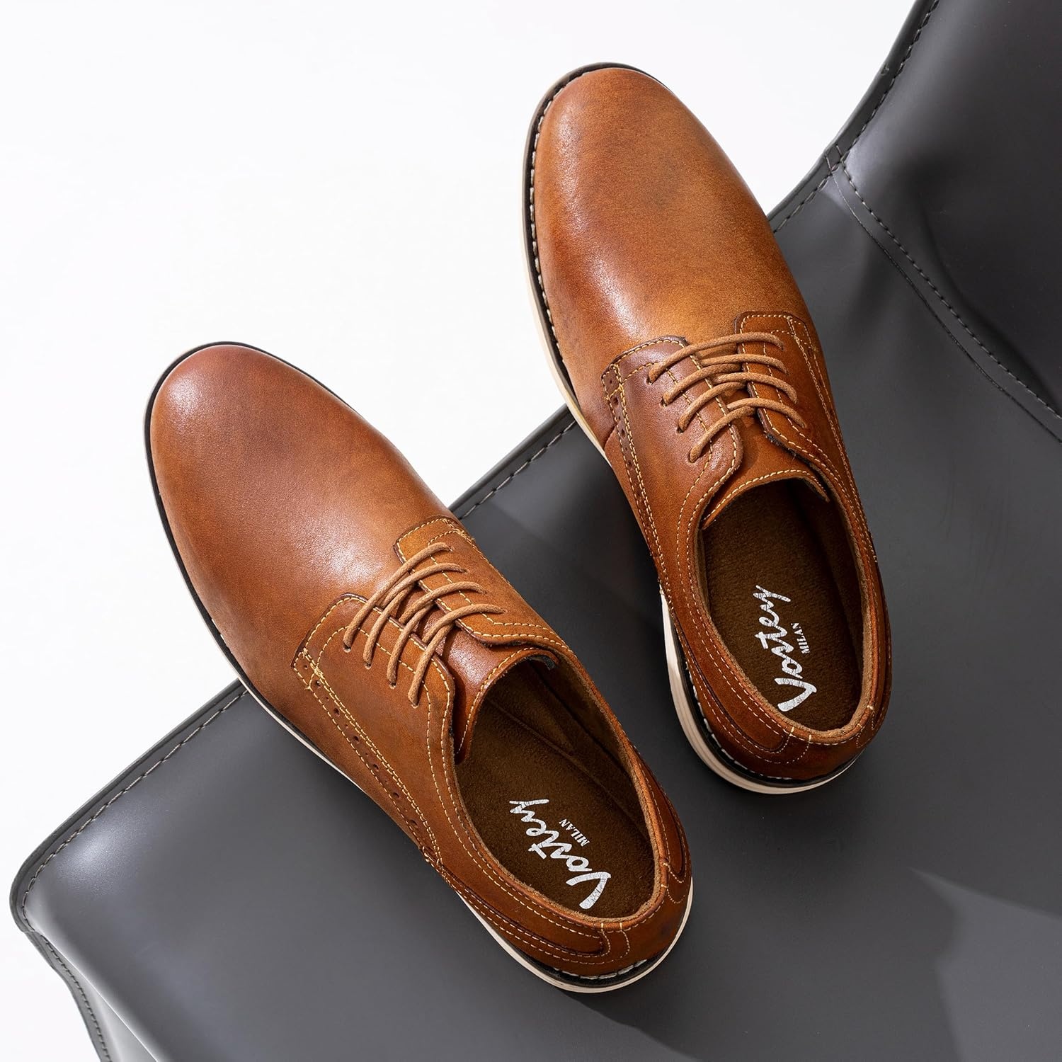 image:imageVostey Mens Dress Shoes Leather Casual Dress Shoes for Men Leather Business Oxford Shoes for MenCasual Leather630yellow Brown