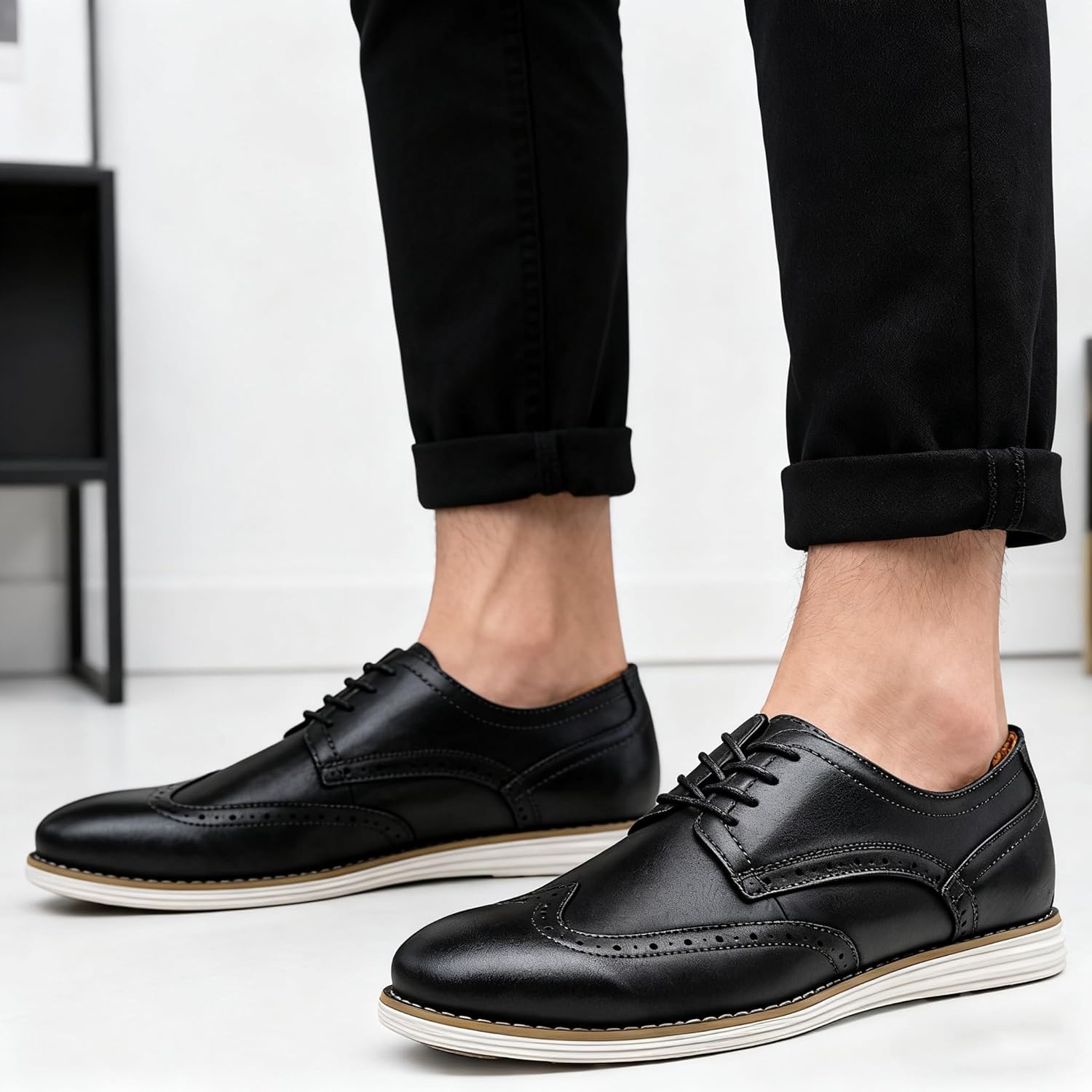 image:imageVostey Mens Dress Shoes Leather Casual Dress Shoes for Men Leather Business Oxford Shoes for MenLeather Wingtip629black