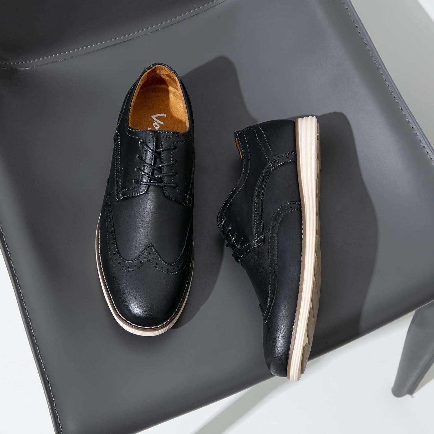 image:imageVostey Mens Dress Shoes Leather Casual Dress Shoes for Men Leather Business Oxford Shoes for MenLeather Wingtip629black