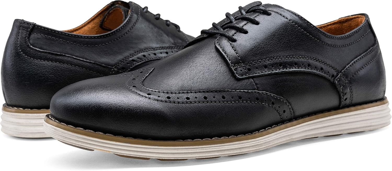 image:imageVostey Mens Dress Shoes Leather Casual Dress Shoes for Men Leather Business Oxford Shoes for MenLeather Wingtip629black
