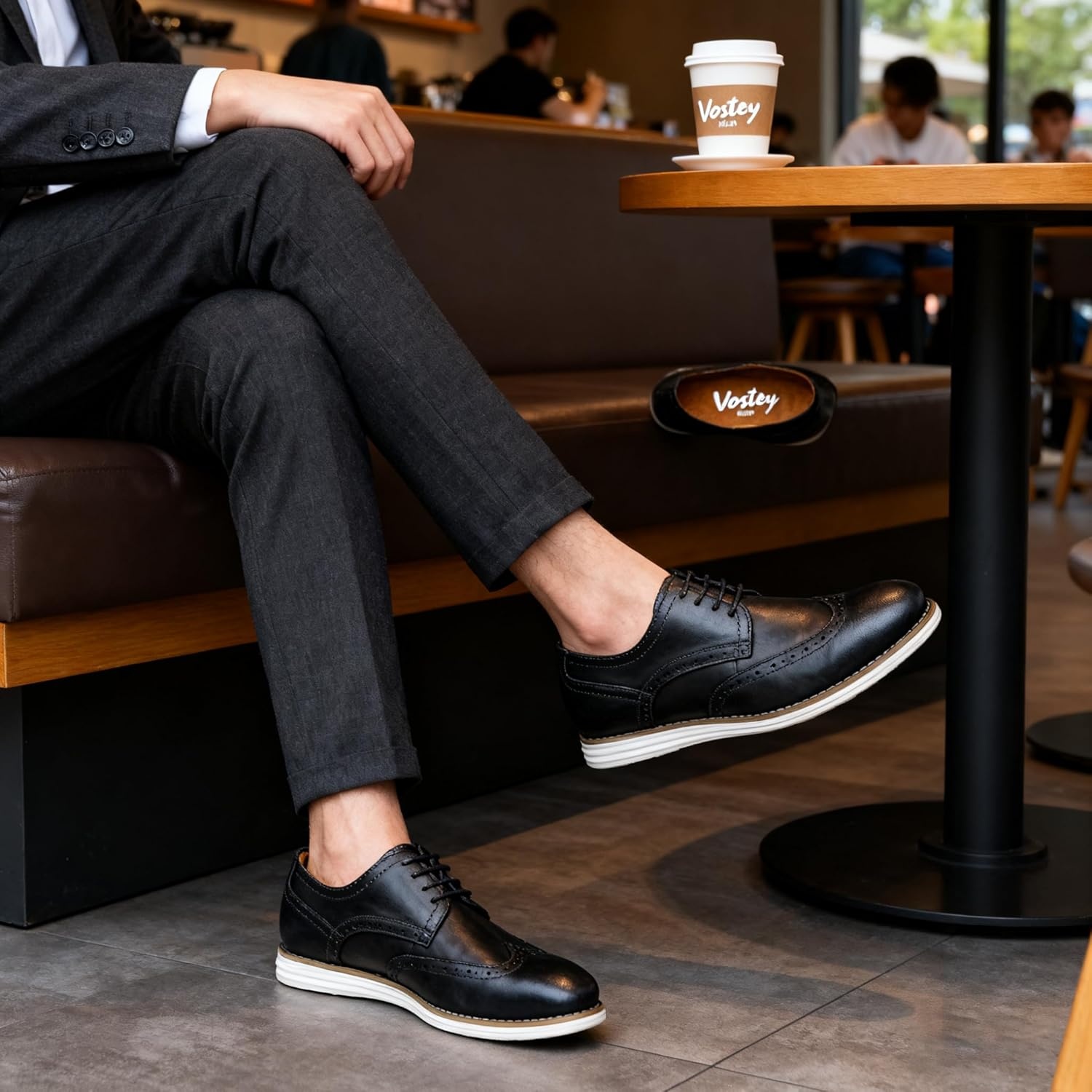 image:imageVostey Mens Dress Shoes Leather Casual Dress Shoes for Men Leather Business Oxford Shoes for MenLeather Wingtip629black