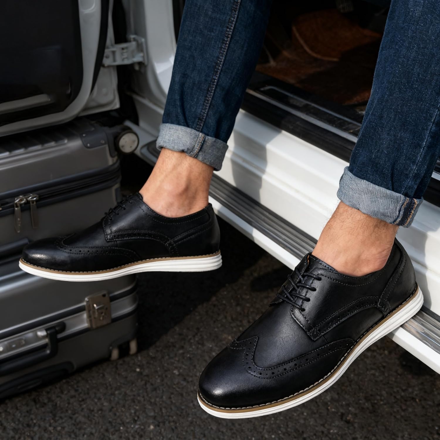 image:imageVostey Mens Dress Shoes Leather Casual Dress Shoes for Men Leather Business Oxford Shoes for MenLeather Wingtip629black
