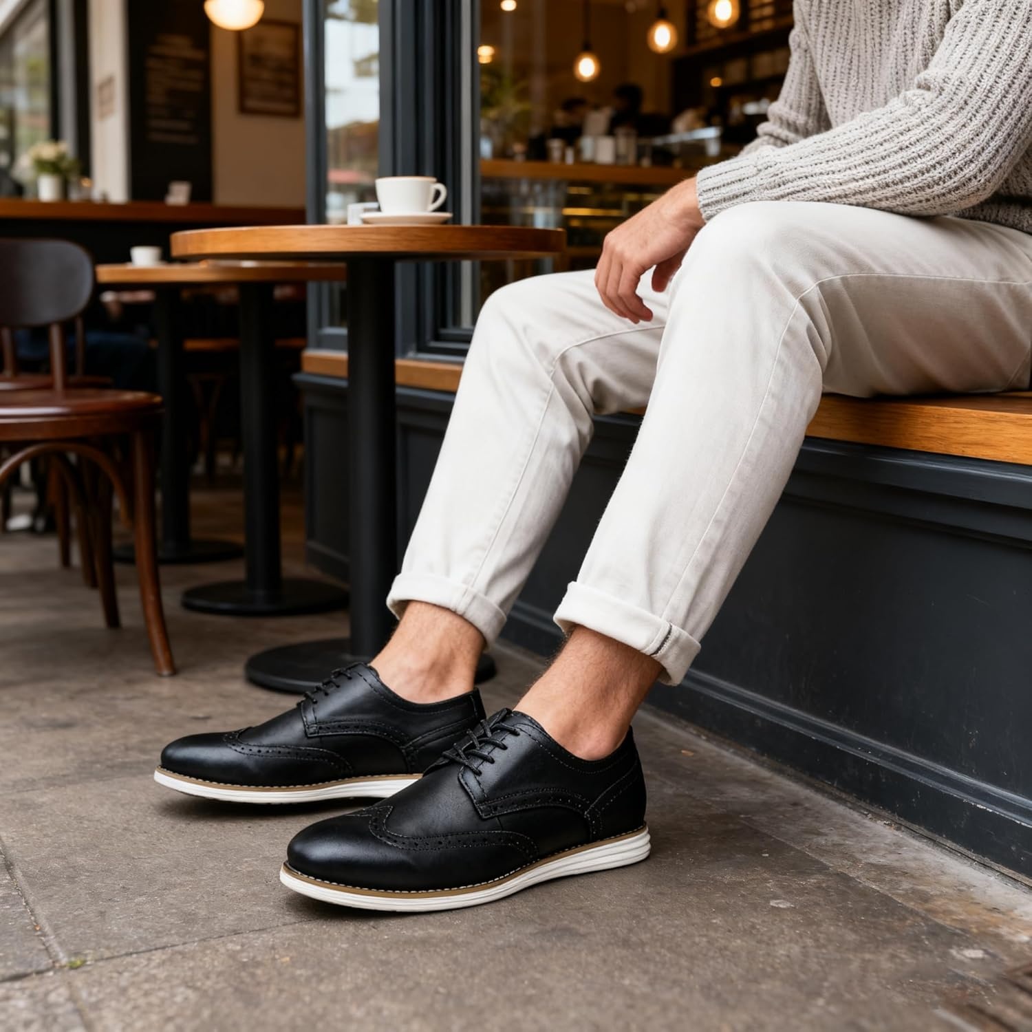 image:imageVostey Mens Dress Shoes Leather Casual Dress Shoes for Men Leather Business Oxford Shoes for MenLeather Wingtip629black