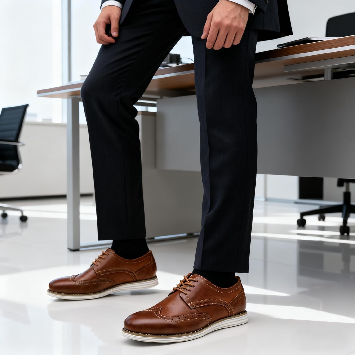 image:imageVostey Mens Dress Shoes Leather Casual Dress Shoes for Men Leather Business Oxford Shoes for MenLeather Wingtip629oxblood
