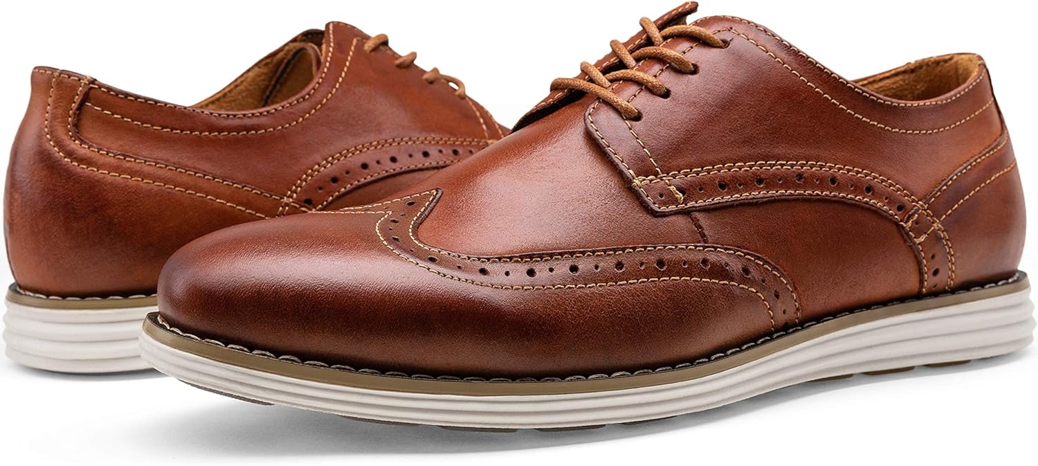 image:imageVostey Mens Dress Shoes Leather Casual Dress Shoes for Men Leather Business Oxford Shoes for MenLeather Wingtip629oxblood