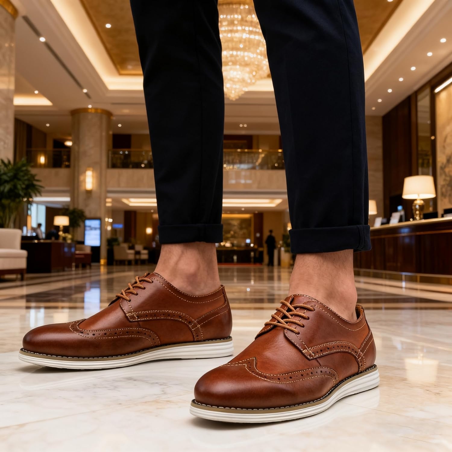 image:imageVostey Mens Dress Shoes Leather Casual Dress Shoes for Men Leather Business Oxford Shoes for MenLeather Wingtip629oxblood
