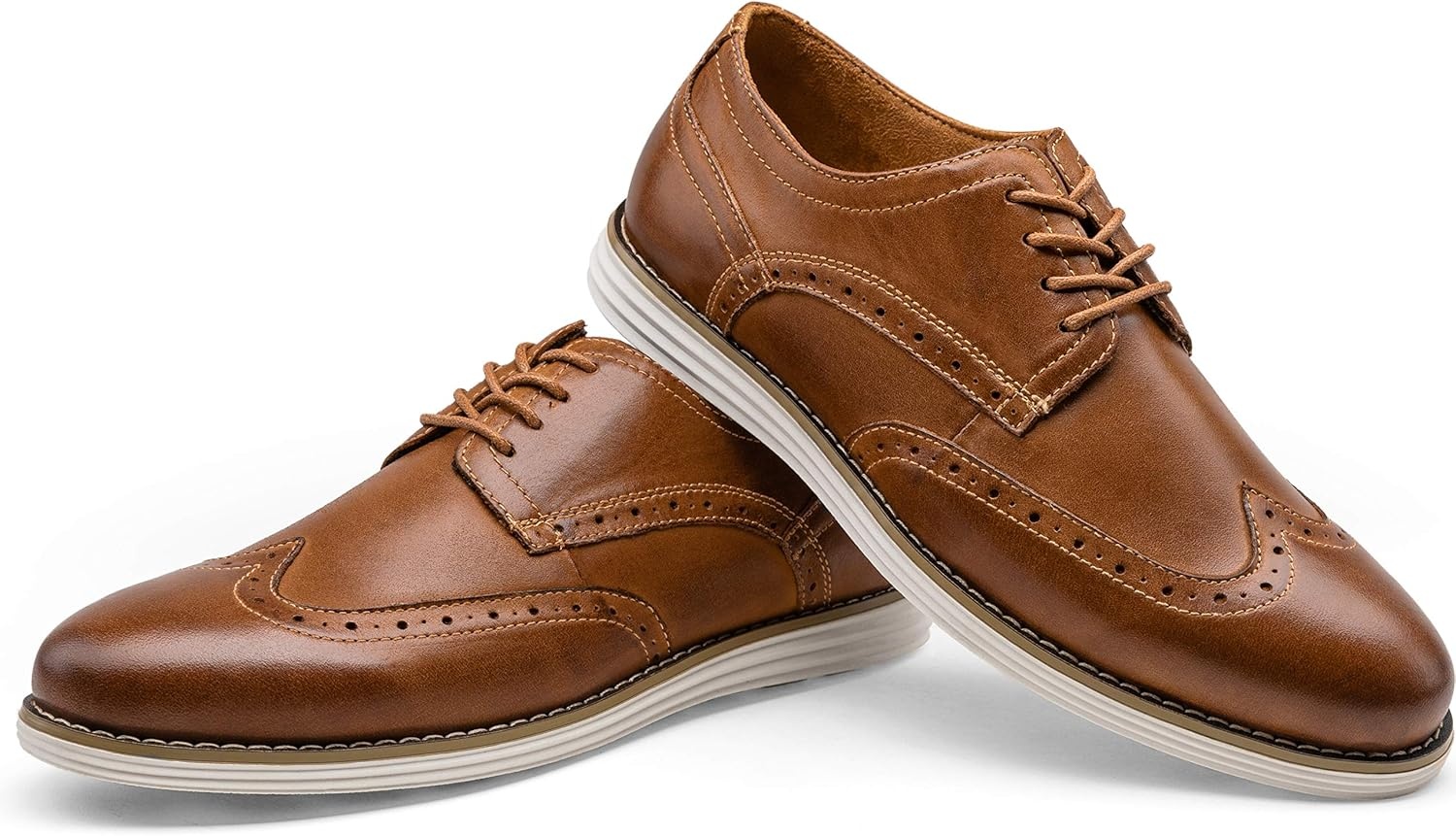 image:imageVostey Mens Dress Shoes Leather Casual Dress Shoes for Men Leather Business Oxford Shoes for MenLeather Wingtip629yellow Brown