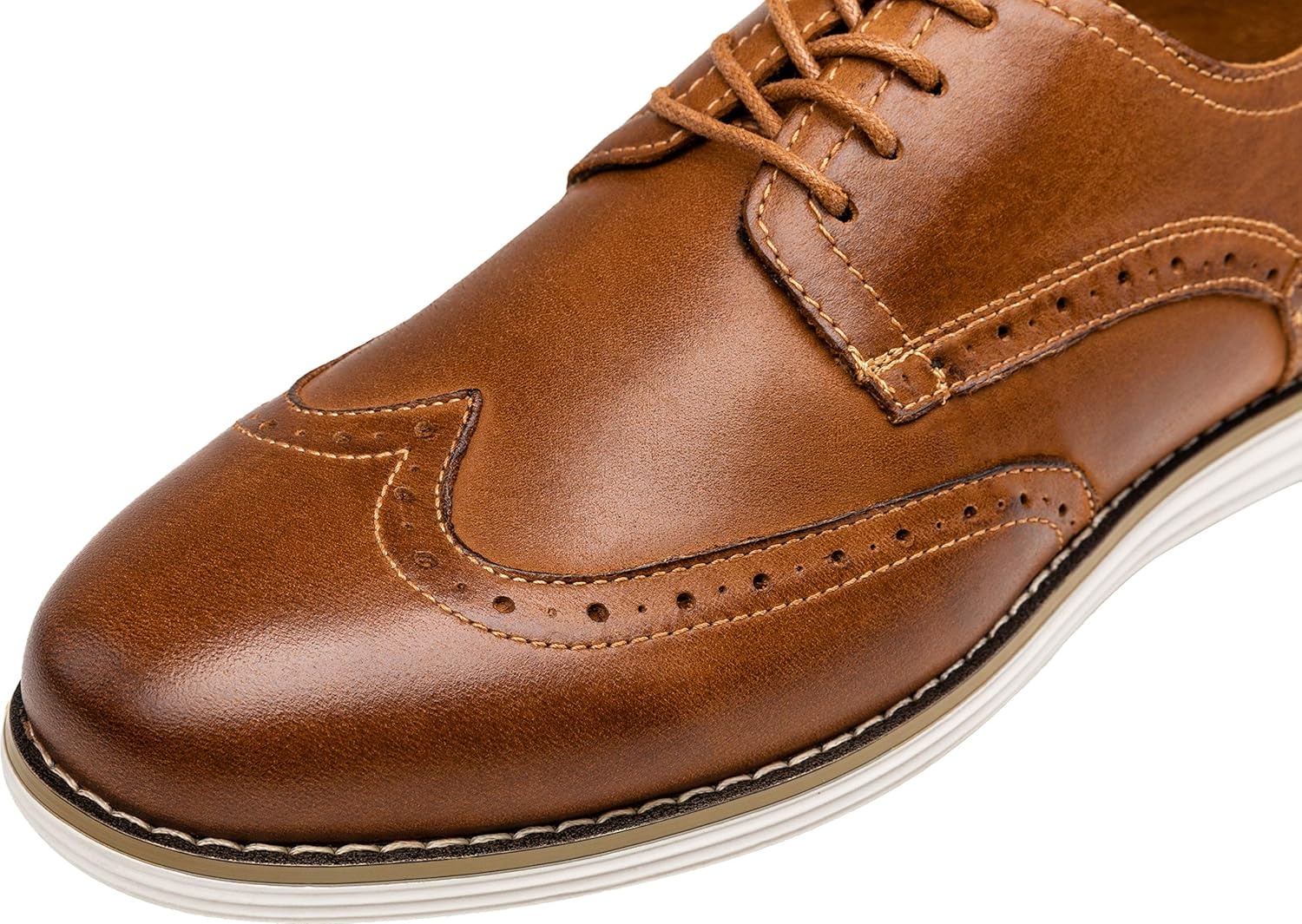 image:imageVostey Mens Dress Shoes Leather Casual Dress Shoes for Men Leather Business Oxford Shoes for MenLeather Wingtip629yellow Brown