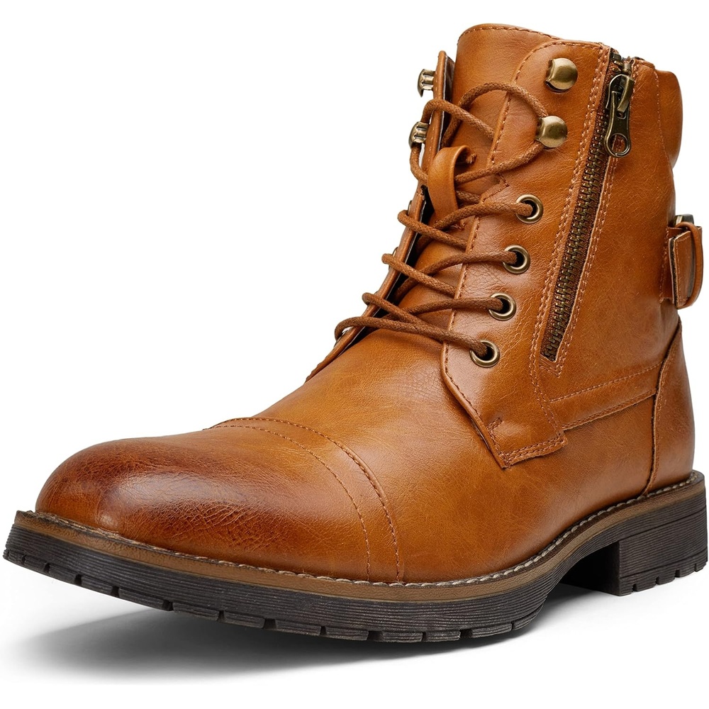 image:imageVostey Mens Boots Boots for Men Casual Boots Motorcycle Combat Ankle Dress Boots MensMotorcycle678ayellow Brown