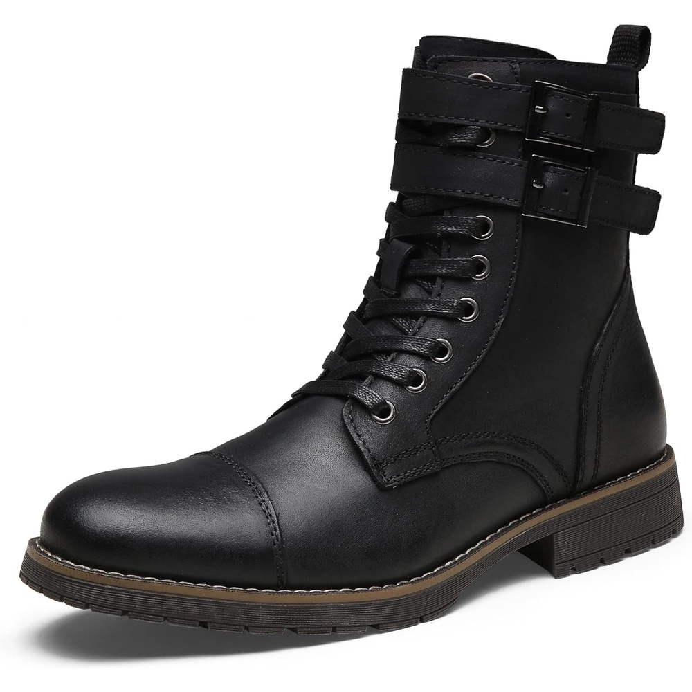 image:imageVostey Mens Boots Motorcycle Casual Boots For Men Zipper Fashion Chukka Boot Mens8204agenuine Leatherblack