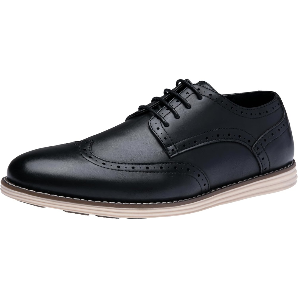 image:imageVostey Mens Casual Dress Shoes Wingtip Plain Business Dress Shoes for MenWingtips Black