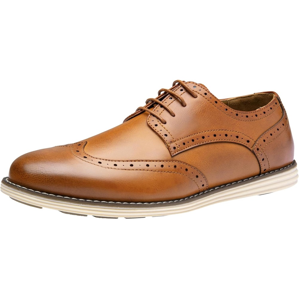 image:imageVostey Mens Casual Dress Shoes Wingtip Plain Business Dress Shoes for MenWingtips Brown