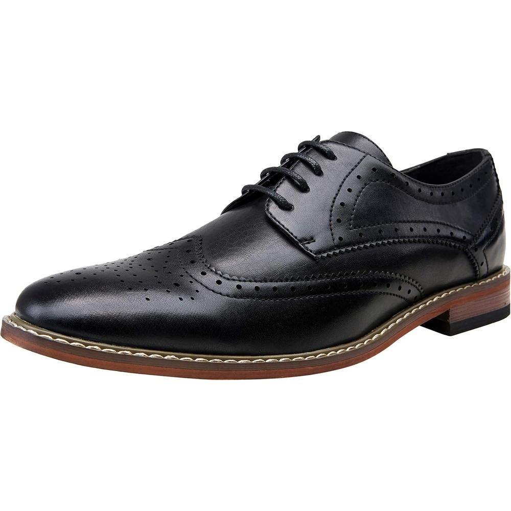 image:imageVostey Mens Dress Shoes Classic Formal Business Cap Toe Wingtip Oxfords Lace Up Derby ShoesWingtip Brogue Black