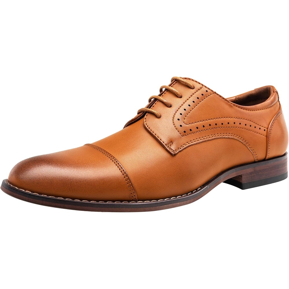 image:imageVostey Mens Dress Shoes Classic Wingtip Brogue Men OxfordsYellow Browncap Toe636