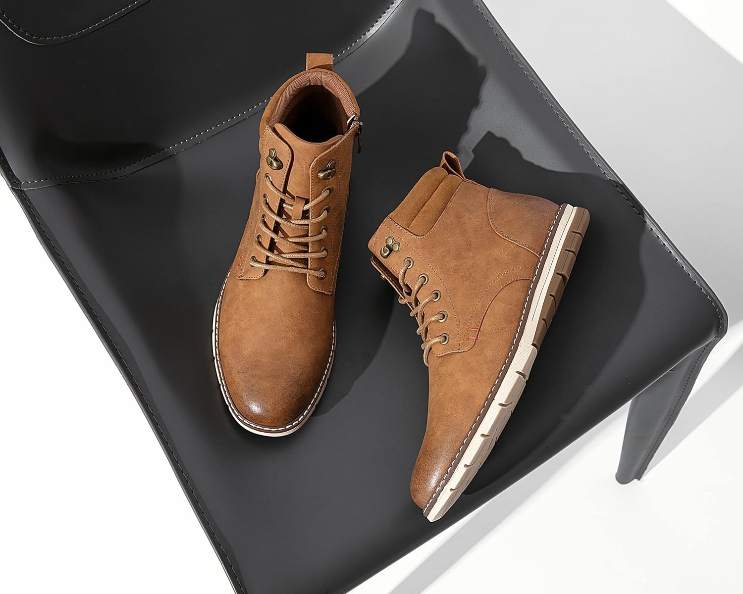 image:imageVOSTEY Boots for Men Casual Dress Shoes Fashion Waterproof Mens Motorcycle BootsBmy8035abrown