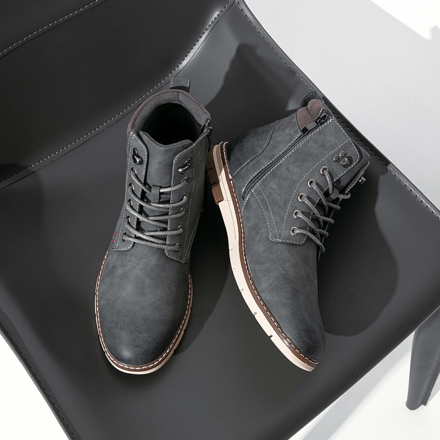 image:imageVOSTEY Boots for Men Casual Dress Shoes Fashion Waterproof Mens Motorcycle BootsBmy8035agrey
