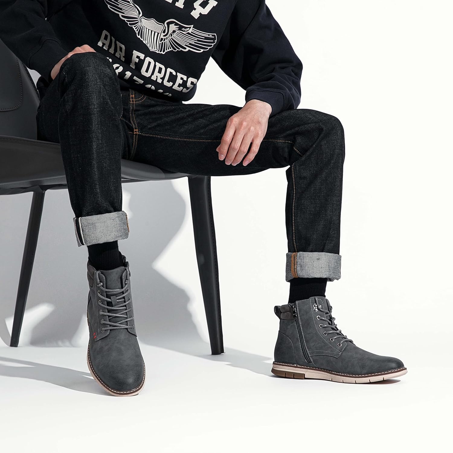 image:imageVOSTEY Boots for Men Casual Dress Shoes Fashion Waterproof Mens Motorcycle BootsBmy8035agrey