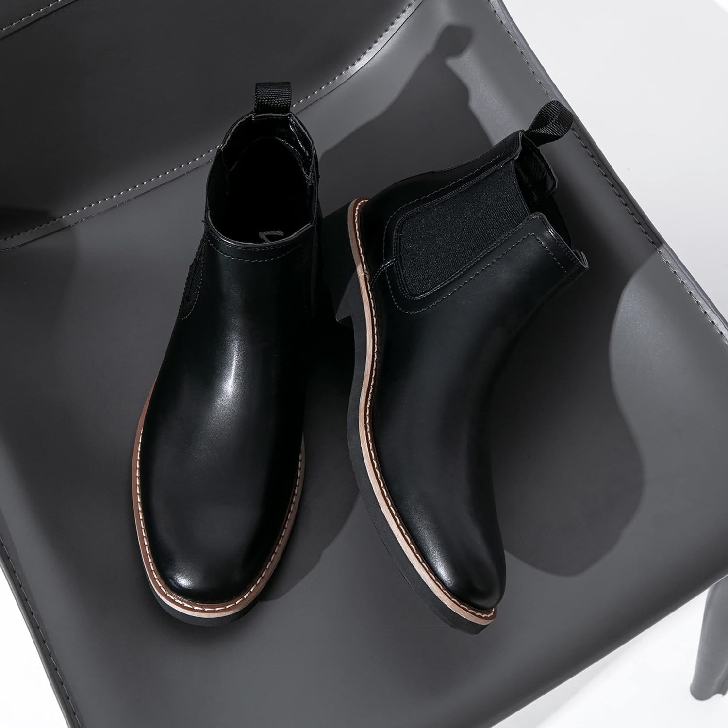 image:imageVostey Chelsea Boots Men Casual Dress Boots Black Ankle Classic Slip on Boots for Men8043ablackpu
