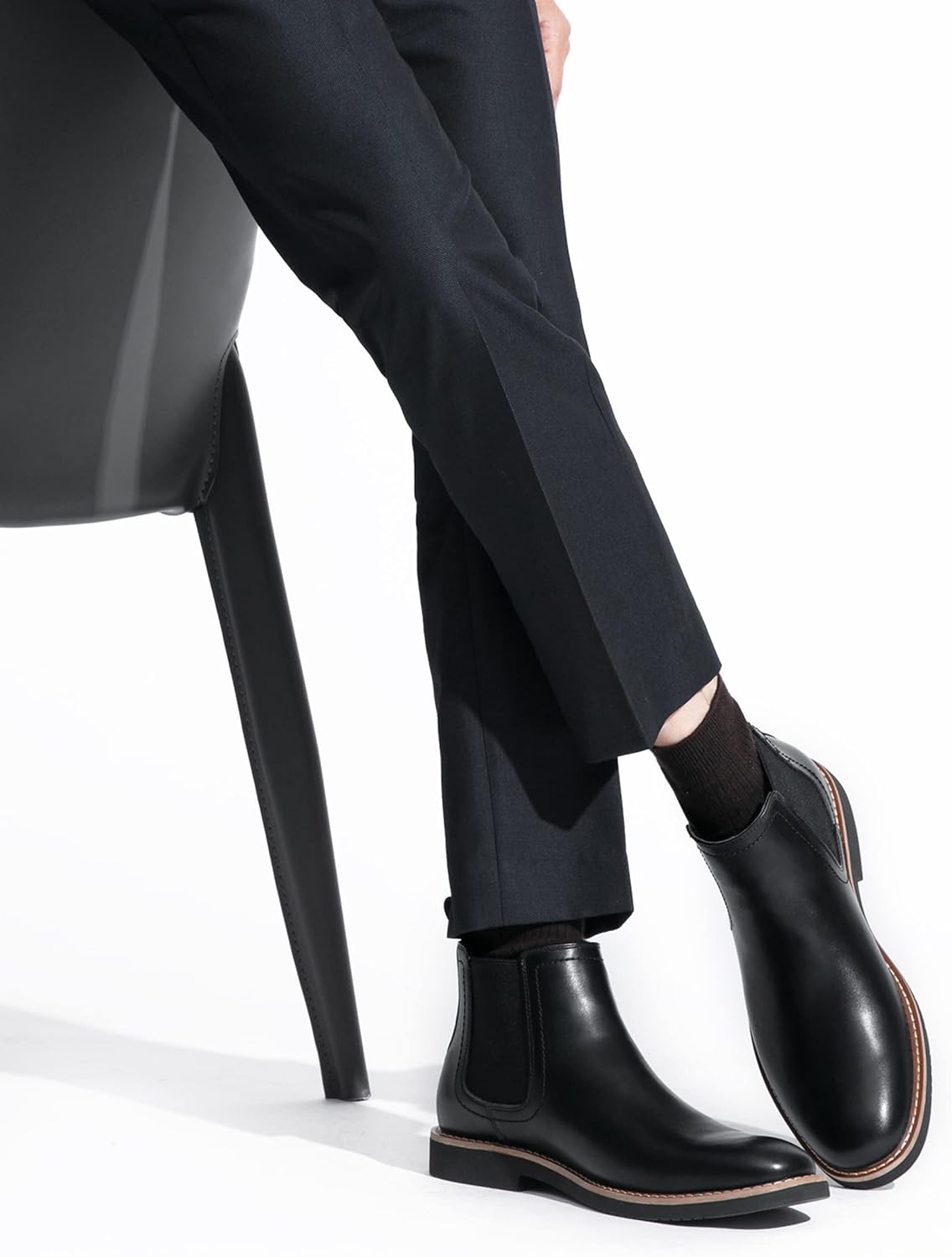 image:imageVostey Chelsea Boots Men Casual Dress Boots Black Ankle Classic Slip on Boots for Men8043ablackpu