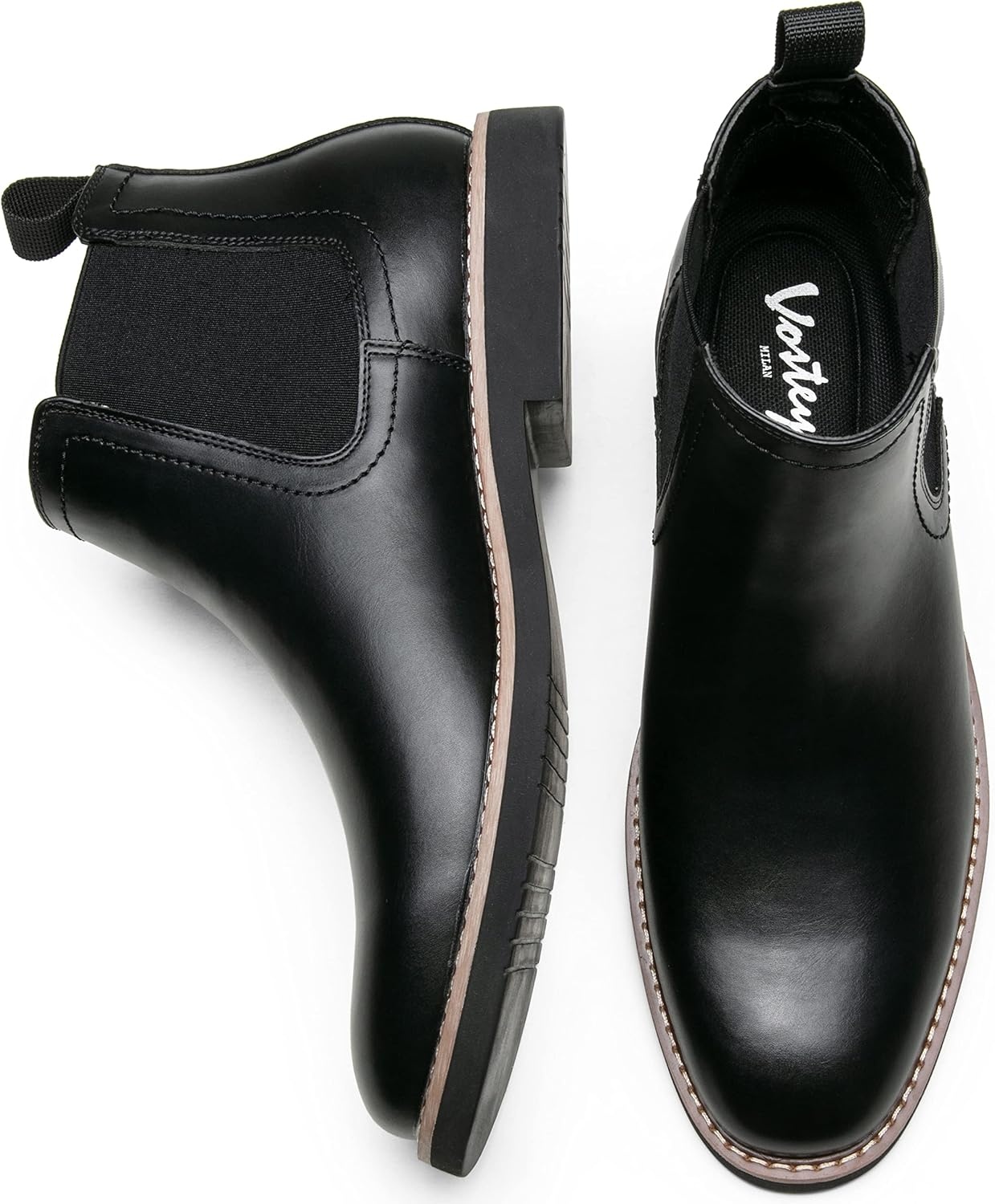 image:imageVostey Chelsea Boots Men Casual Dress Boots Black Ankle Classic Slip on Boots for Men8043ablackpu
