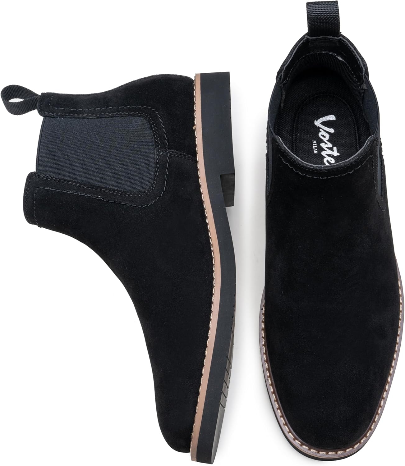 image:imageVostey Chelsea Boots Men Casual Dress Boots Black Ankle Classic Slip on Boots for Men8043ablacksuede