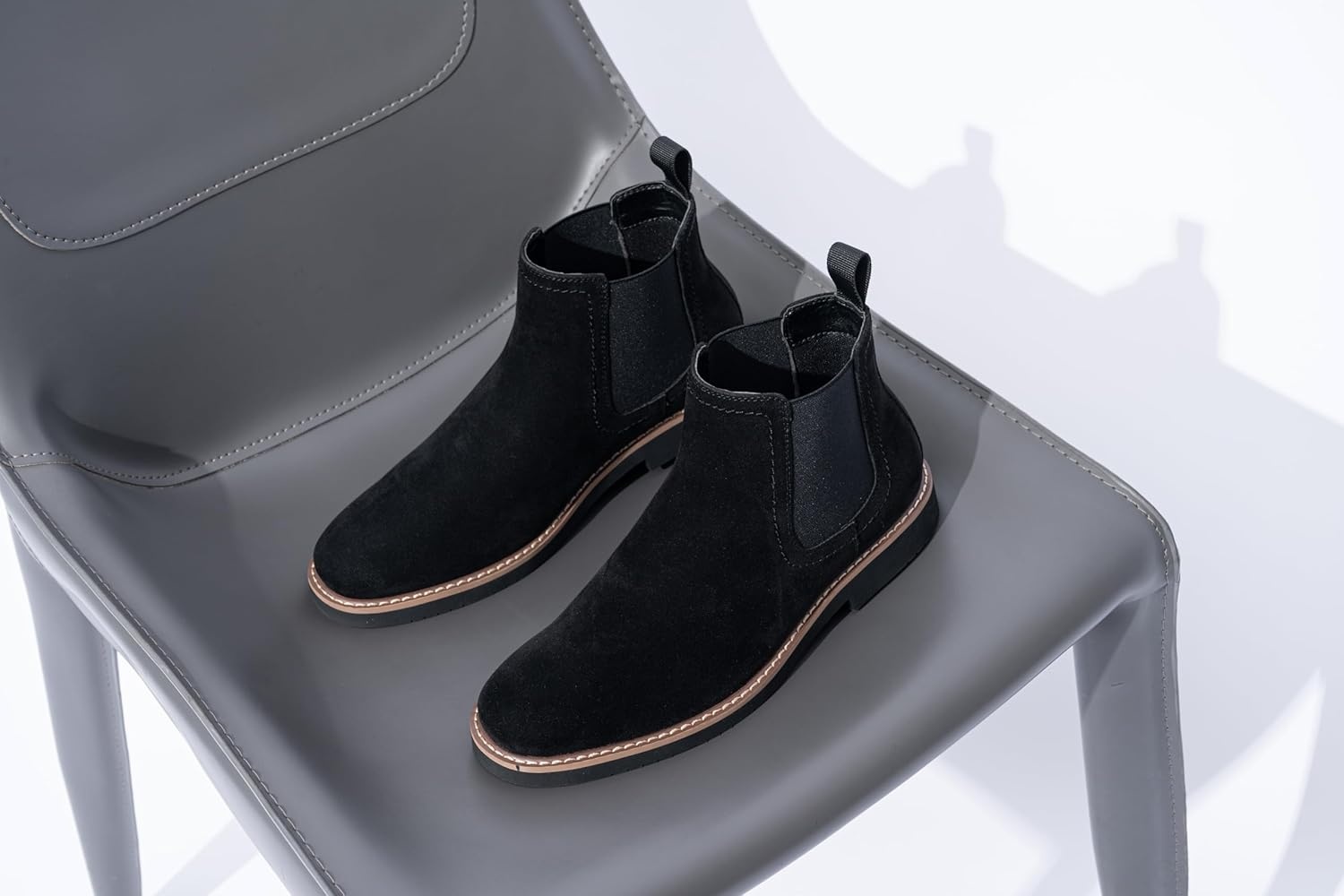 image:imageVostey Chelsea Boots Men Casual Dress Boots Black Ankle Classic Slip on Boots for Men8043ablacksuede