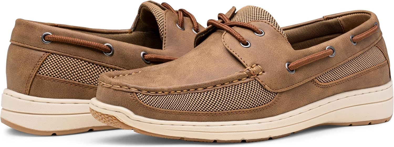 image:imageVostey Mens Boat Shoes Slip On Stylish Casual Loafers Deck Shoes for MenTan
