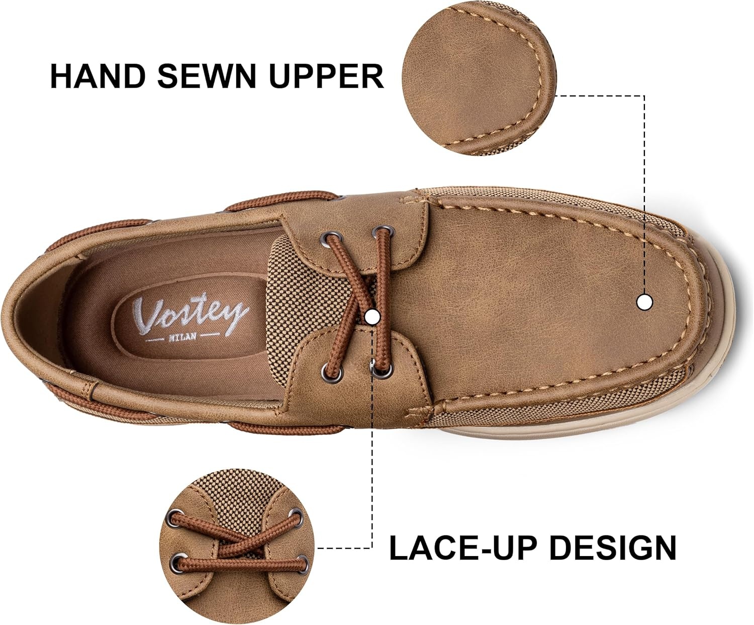 image:imageVostey Mens Boat Shoes Slip On Stylish Casual Loafers Deck Shoes for MenTan