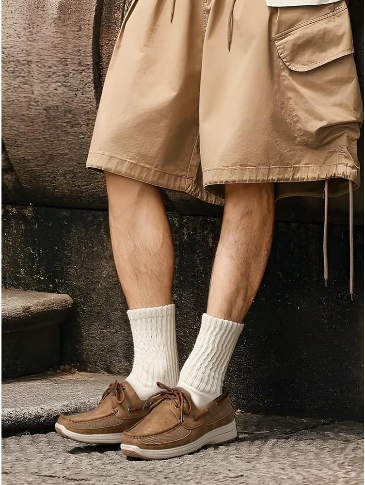 image:imageVostey Mens Boat Shoes Slip On Stylish Casual Loafers Deck Shoes for MenTan