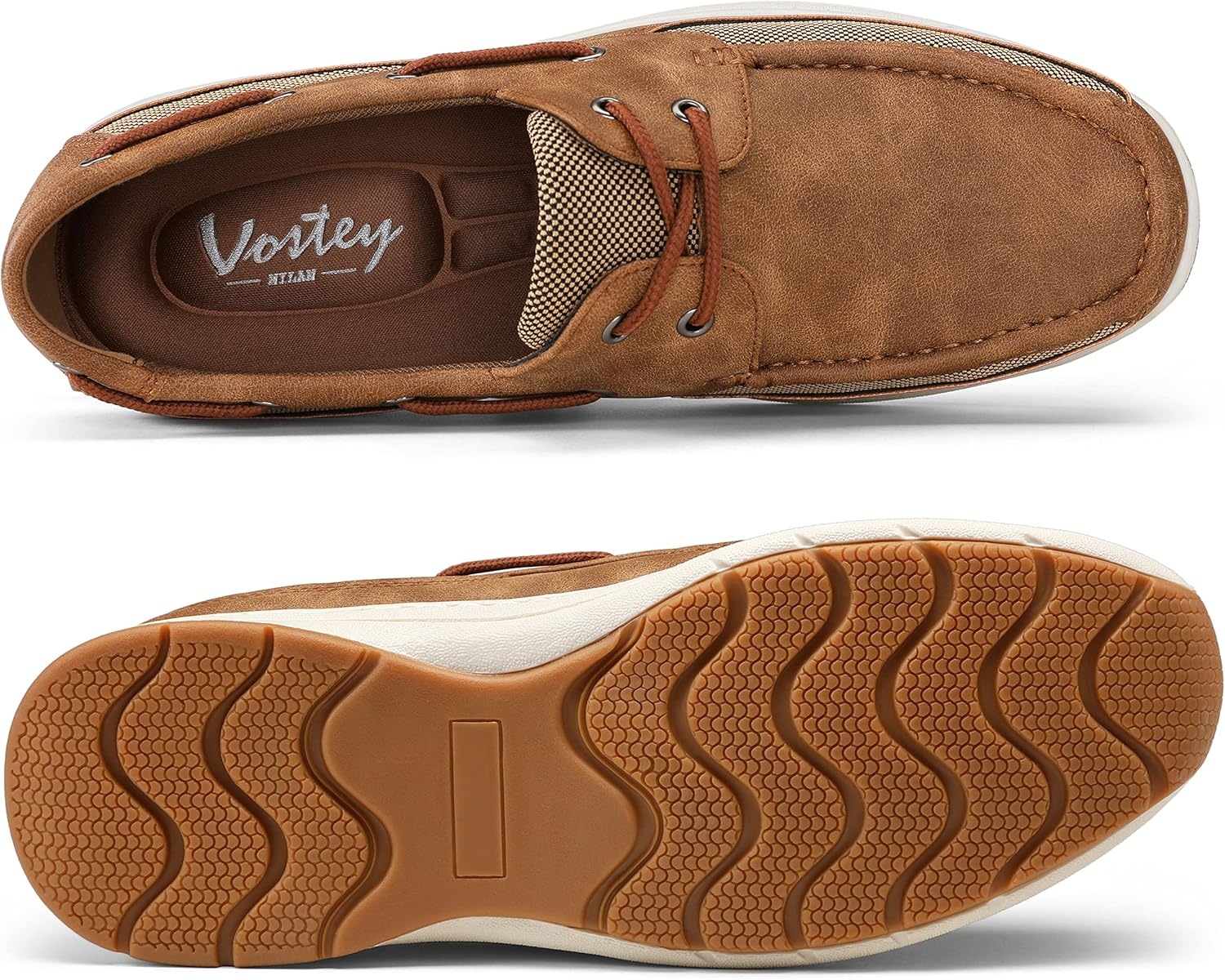 image:imageVostey Mens Boat Shoes Slip On Stylish Casual Loafers Deck Shoes for MenTan