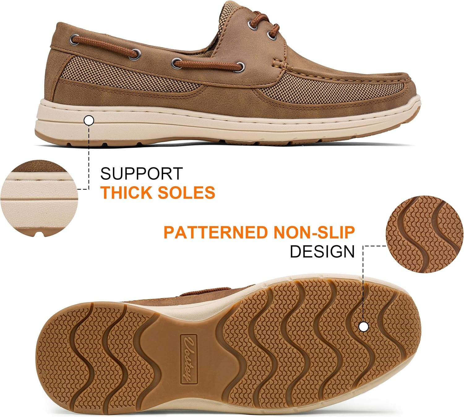 image:imageVostey Mens Boat Shoes Slip On Stylish Casual Loafers Deck Shoes for MenTan
