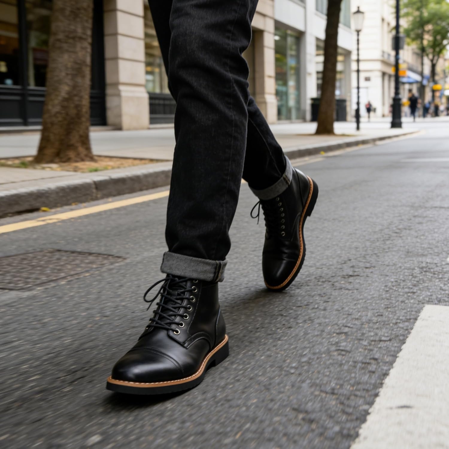 image:imageVostey Mens Boots Casual Chukka Boots for Men Motorcycle Boot Dress Cap Toe Ankle Vintage Distressed LaceupBmy8033ablack