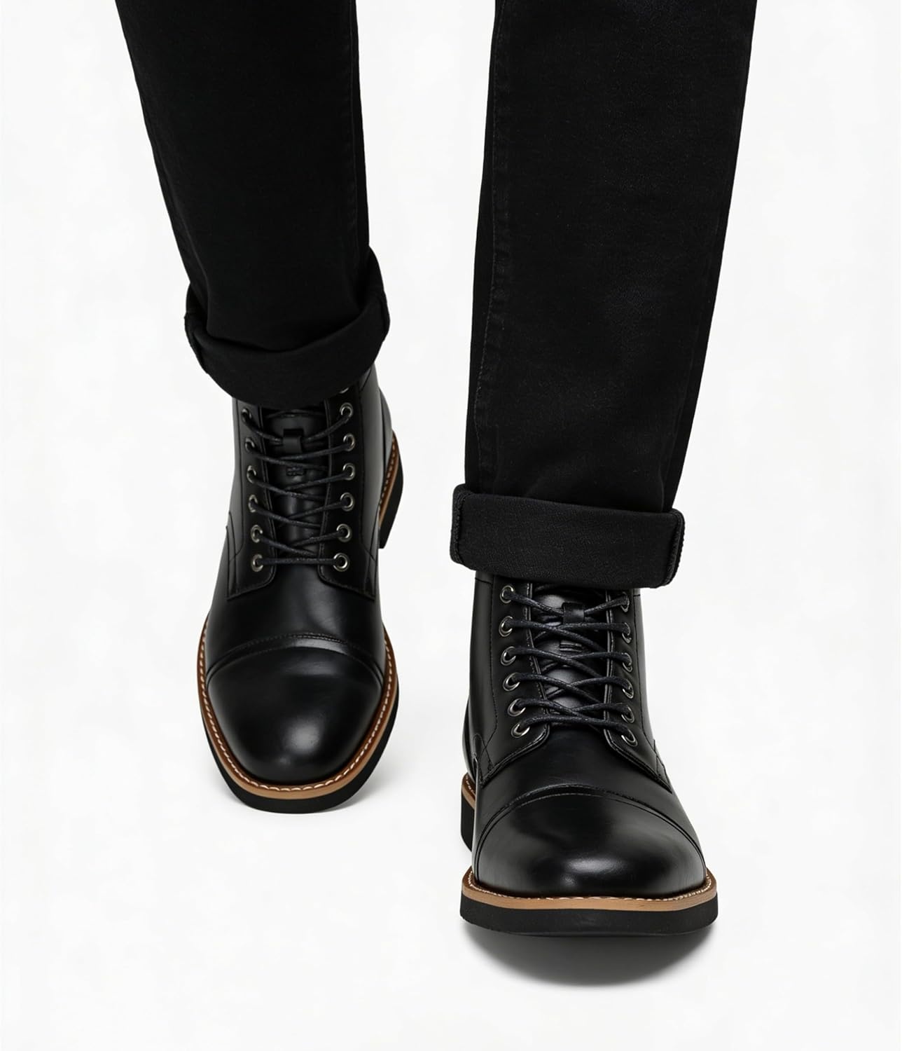 image:imageVostey Mens Boots Casual Chukka Boots for Men Motorcycle Boot Dress Cap Toe Ankle Vintage Distressed LaceupBmy8033ablack