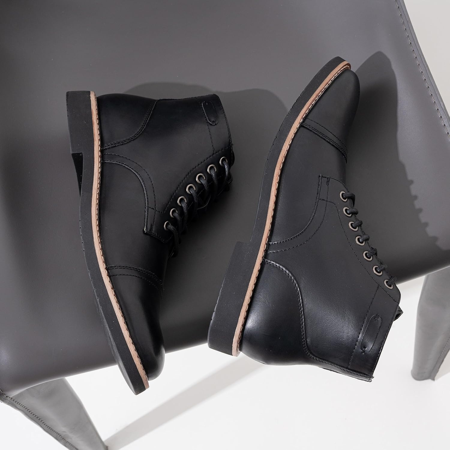image:imageVostey Mens Boots Casual Chukka Boots for Men Motorcycle Boot Dress Cap Toe Ankle Vintage Distressed LaceupBmy8033ablack