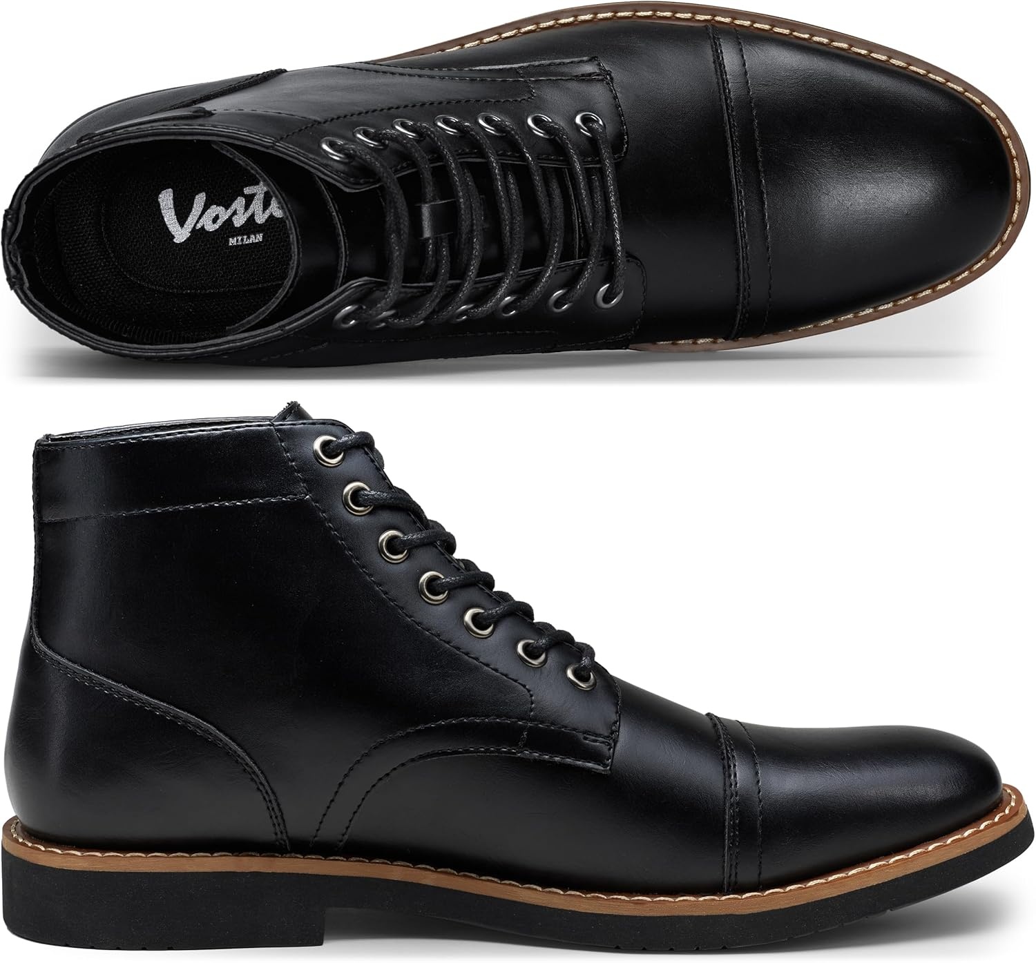 image:imageVostey Mens Boots Casual Chukka Boots for Men Motorcycle Boot Dress Cap Toe Ankle Vintage Distressed LaceupBmy8033ablack