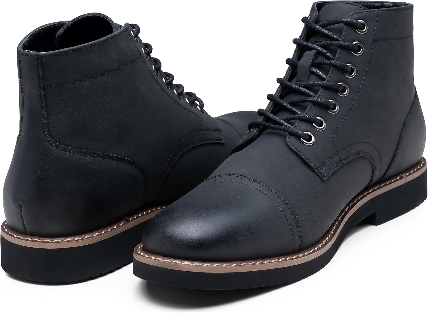 image:imageVostey Mens Boots Casual Chukka Boots for Men Motorcycle Boot Dress Cap Toe Ankle Vintage Distressed LaceupBmy8033ablacknubuck