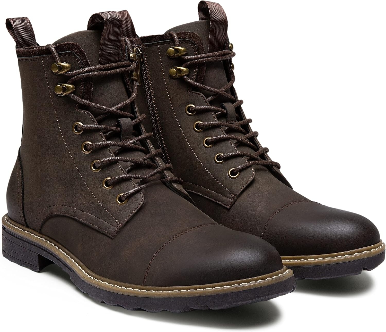 image:imageVostey Mens Boots Motorcycle Casual Boots for Men Zipper Fashion Chukka Boots MensBmy8033adarkbrown
