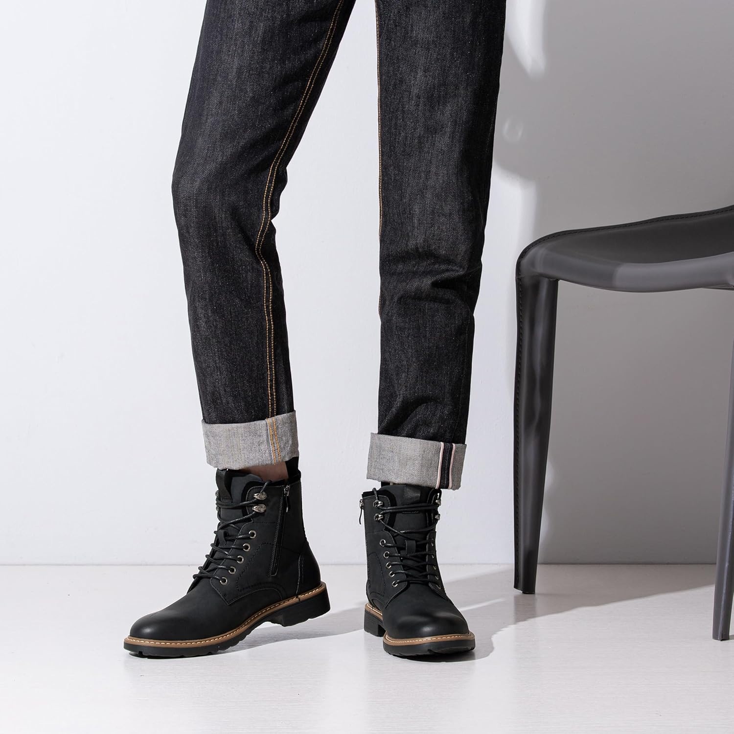 image:imageVostey Mens Boots Motorcycle Casual Boots for Men Zipper Fashion Chukka Boots MensBmy8039ablack