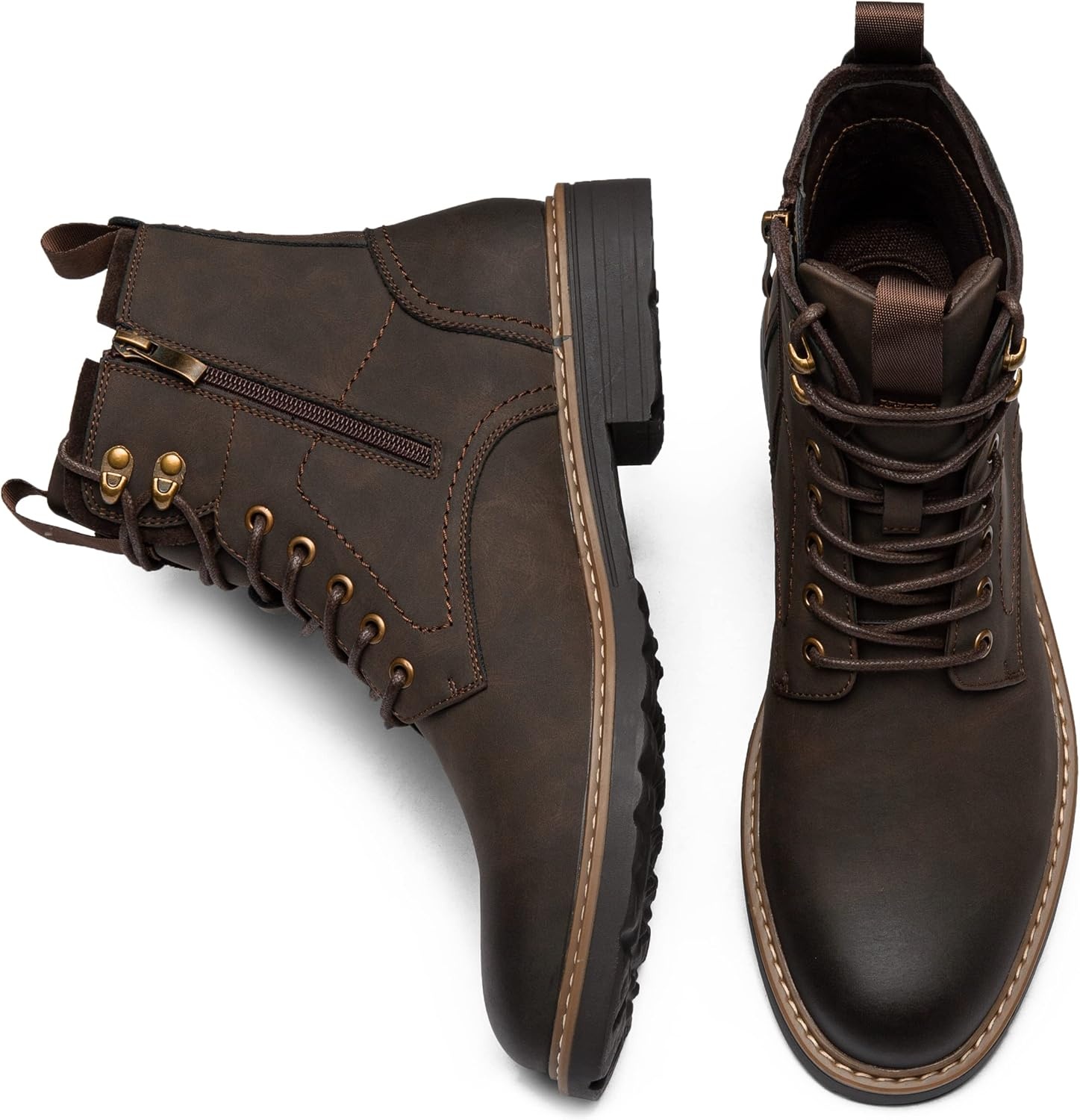 image:imageVostey Mens Boots Motorcycle Casual Boots for Men Zipper Fashion Chukka Boots MensBmy8039abrown