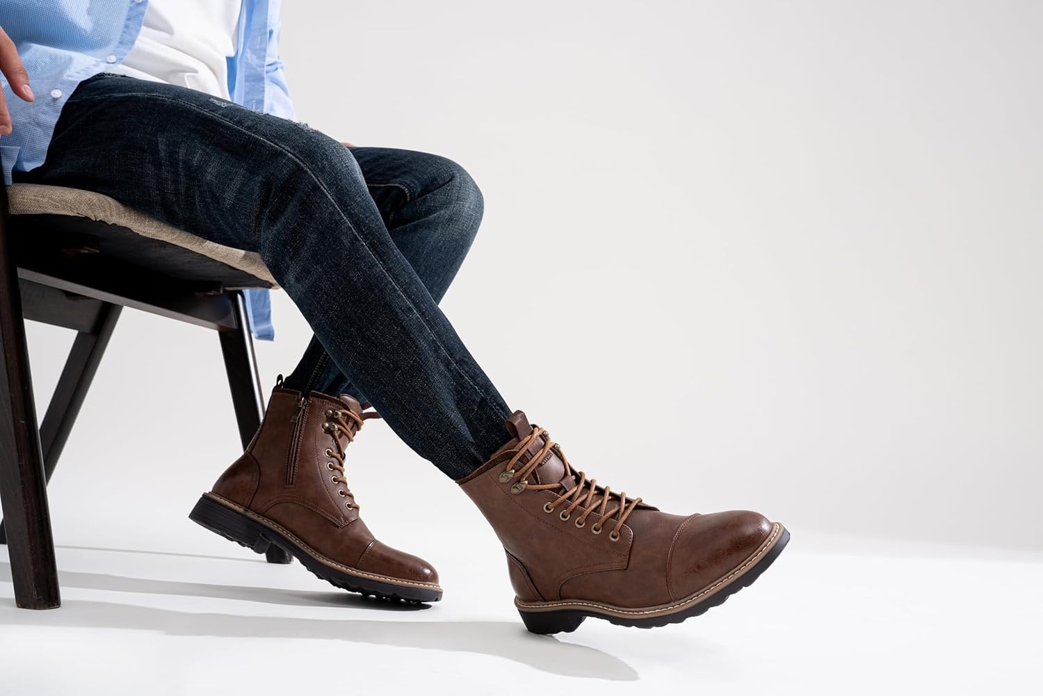 image:imageVostey Mens Boots Motorcycle Casual Boots for Men Zipper Fashion Chukka Boots MensBmy8049brown