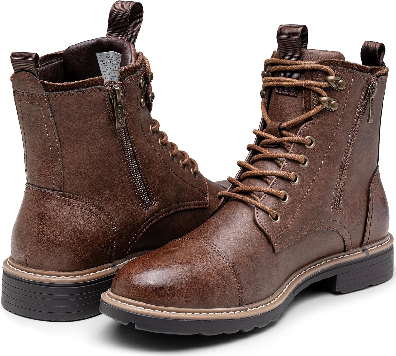 image:imageVostey Mens Boots Motorcycle Casual Boots for Men Zipper Fashion Chukka Boots MensBmy8049brown